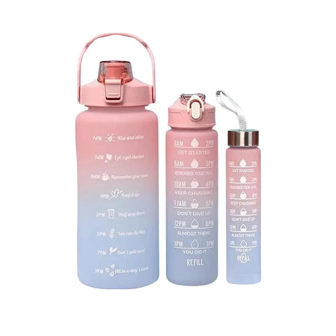 Kit 3 Garrafas De Água Squeeze Motivacional Academia